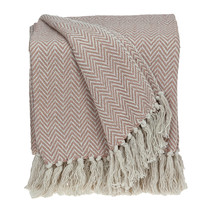 Pink Woven Cotton Solid Color Reversable Throw - £40.41 GBP