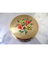 Vintage Melissa Gold Tone Compact Enamel Red Roses England 1960s - £24.51 GBP