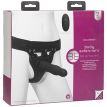 Body Extensions Hollow Slim Dong Strap-On 2-Piece Set with Clitoral Vibrator Bla - £140.35 GBP