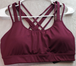 Victoria Sports Bra Women&#39;s Medium Purple Polyester Strappy Back Logo Ro... - $14.85