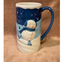 Vintage St. Nicholas Square &#39;Let it Snow&#39; 3D Raised Snowmen 14oz Tall Mug - £12.12 GBP