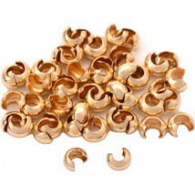 50 Gold Filled Crimp Bead Covers Jewelry Beading 3mm - £37.49 GBP
