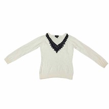 Philosophy by Republic Angora Blend V-Neck Sweater Cream Black - Size Me... - $21.29