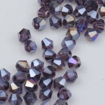 100 Bulk Beads Faceted Bicone Purple Wholesale Beads 4mm Lot Cone  - £4.52 GBP