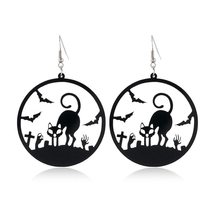 Party Gift Creative Trend Jewelry Hand Black Cat Witch Halloween Drop Earrings H - £7.71 GBP