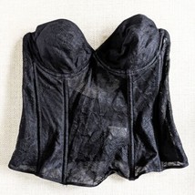 Vera Wang Black Corset Strapless Bra Size 36B Boned Lace Bustier EUC - £27.14 GBP