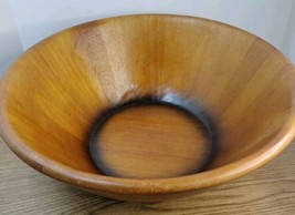 Wood salad bowl large Rounded Lip Made By Clay ART 16&quot;1/2 X6&quot; Minor Scra... - £18.80 GBP