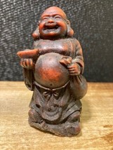 Vintage Laughing Buddha Red Resin Figurine 2.75&quot; - $7.88