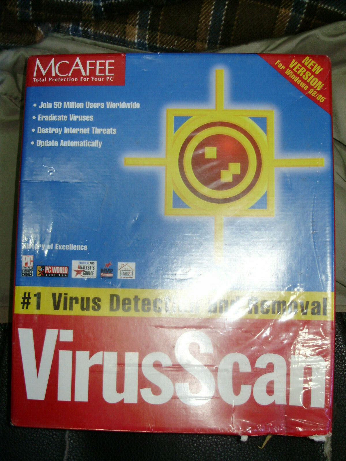 McAfee Virus Scan CD rom Win 98 95, NT workstation, 3.1, DOS, & OS/2 NEW SEALED - $24.74