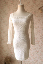 White Lace Midi Party Dress Women Custom Plus Size Long Sleeve Slim Fitting Dres image 1