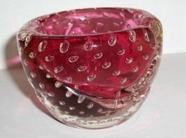 Vintage Murano Bullicante Pink ,Cranberry Lady&#39;s Ashtray ca 1950&#39;s - £18.82 GBP