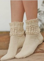 S-M-L Elegant Tracery 100% Virgin Wool Socks Handmade Soft Lace Gift ide... - £9.43 GBP
