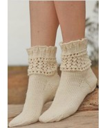 S-M-L Elegant Tracery 100% Virgin Wool Socks Handmade Soft Lace Gift ide... - £9.50 GBP