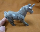 (Y-UNI-402) Gray white Unicorn gemstone wild flying horse SOAPSTONE PERU... - $29.91