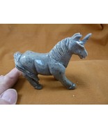 (Y-UNI-402) Gray white Unicorn gemstone wild flying horse SOAPSTONE PERU... - $559.46 MXN