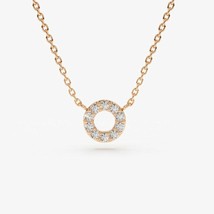 0.15Ct Simulated Diamond 14k Rose Gold Plated Mini Open Circle Pendant Necklace - £51.49 GBP
