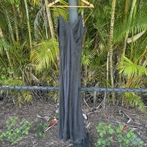 Victorias Secret Silk Maxi Gown Sz Medium Black Sleeveless Vneck Slit Ni... - $98.99