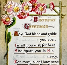 Happy Birthday Greeting Postcard 1910s Pink Flowers Embossed Farmhouse P... - $372.00 MXN
