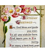 Happy Birthday Greeting Postcard 1910s Pink Flowers Embossed Farmhouse P... - $372.00 MXN