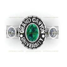 Personalized Oval Birthstone University Class Ring Silver 925 Grad Gift for Her - £95.58 GBP