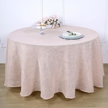 Blush 120&quot;&quot; Round Premium Faux Burlap Polyester Tablecloth Wedding Party... - £35.87 GBP