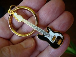 (M219B) Fender P Bass Electric Guitar Keychain Jewelry 24k Gold Plate Key Ring - £21.66 GBP