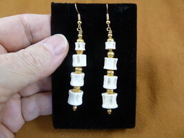 (s819-14) Shark fish Modern 4 vert Vertebrae gold tone dangle Earrings J... - $21.05