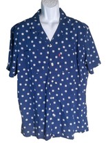 LEVIS Men&#39;s Short Sleeve Button Down Relaxed Shirt Blue Large - $9.89