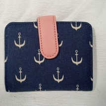 Guang Tong Nautical Anchors Women&#39;s Wallet - Cute Pink Blue, Snap Shut Bifold - £12.81 GBP