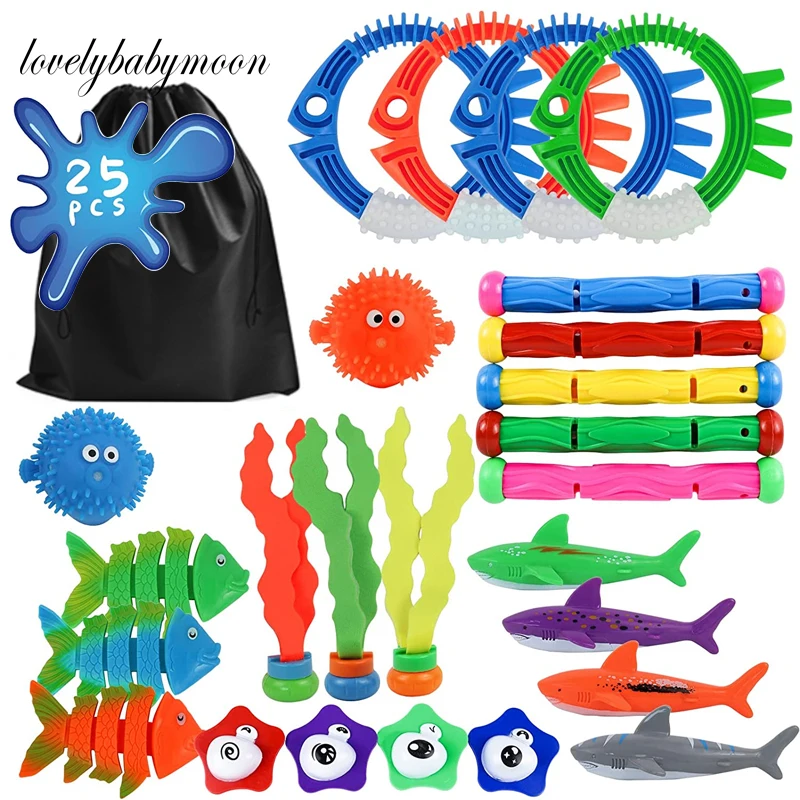 25 PCS Diving Toys for Pool for Kids,Pool Dive Toys Includes Diving Rings  - £38.06 GBP