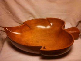 Vintage Monkey Pod Style Large Wooden Serving Bowl Leaf - £24.43 GBP