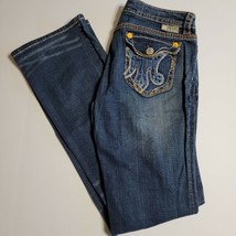 MEK Denim Women Napa Blue Jeans Embroidered Flap Pocket 27x34 (Measure 3... - $14.50