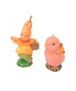 Vintage 50s Unused Hand Painted Easter Bunny &amp; Chick Wax Candles Pair MC... - £11.08 GBP