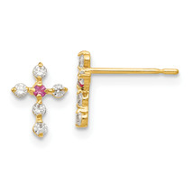 14k Madi K CZ Children&#39;s Cross Post Earrings GK691 - $74.79