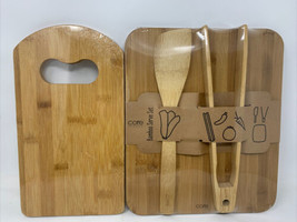 Core Bamboo Bamboo Serve Set W/ Cutting Board Tongs Spoon &amp; Charcuterie ... - $25.64
