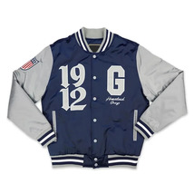 DSHARKS Homestead Grays Navy Satin Grey Sleeves Varsity Jacket - $150.00+