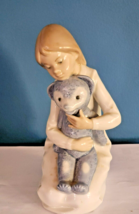 Retired NAO BY LLADRO “Girl hugs Teddy Bear” Handmade in Spain -Beautiful! - £29.12 GBP