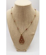 Lia Sophia 18 inch gold tone pink stone teardrop necklace - $14.99