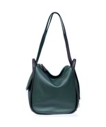 Bruno Rossi Italian Made Dark Green Pebble Leather Convertible Hobo Bag ... - $5,471.62 MXN