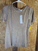 Finn &amp; Grace XS Polyester Short Sleeve Top With Gold Threads - $16.63