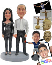 Personalized Bobblehead Couple Holding Hands Wearing Classy Formal Attire - Wedd - £122.75 GBP