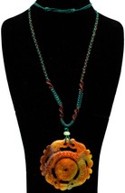 Jade / Hardstone Sculpted Pendant / Amulet Necklace Dragons on Adjustable Cord - £55.56 GBP