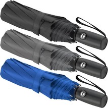 3 Pack Windproof Umbrella for Rain, Large Travel Folding Umbrella Strong... - £33.03 GBP