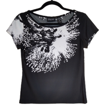 New York &amp; Company Short Sleeve Top Abstract Graphic Print Black White - £10.91 GBP