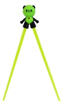 Green Love Panda Bear Reusable Training Chopsticks Set With Silicone Helper - £7.02 GBP