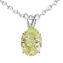 GIA Yellow Oval Diamond Solitaire Pendant Natural Real 14K White Gold 0.83 Carat - £1,376.09 GBP
