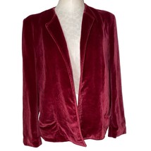 Vintage Cassandra Open Front Velvet Jacket cranberry red color w/pockets... - £24.33 GBP