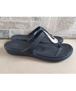 Crocs Women&#39;s Sanrah Liquid Metallic Black Wedge Flip Flop Sandal Sz 6 (U6) - £19.75 GBP