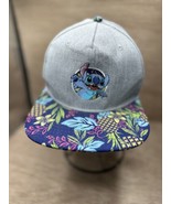 Disney Lilo &amp; Stitch Hana Hawaiian Stitch Cap Snapback Hat Gray Blue Pin... - $27.17 CAD
