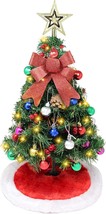 24&quot; 2FT Christmas Tree Prelit Tabletop with Tree Skirt and Decoration Ki... - $62.83